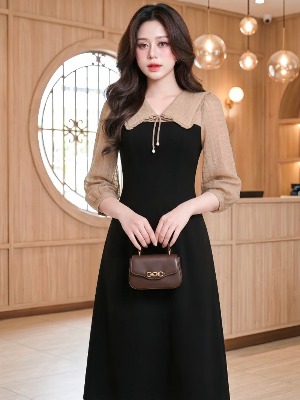 Đầm Đen Tay Lỡ Thắt Nơ