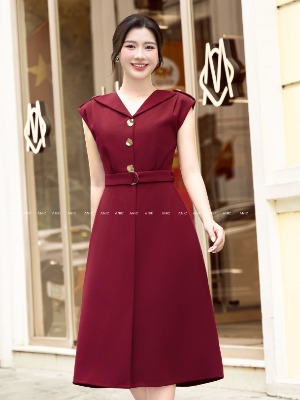 Đầm Đỏ Rượu Vang Cách Điệu