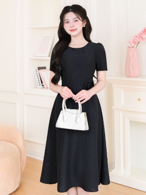 Đầm Kết Hoa Xòe Đen Noir