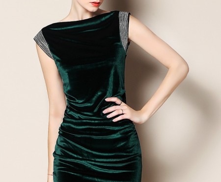 Đầm dạ hội nhung cao cấp thiết kế đính lông tuyệt đẹp - D436 - AloraShop21