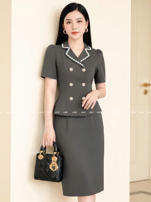 Set Bộ Áo Vest Cúc + Chân Váy