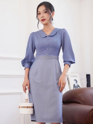 Đầm Liền Xanh Water Cao Cấp