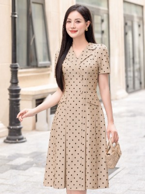 Đầm Vest Chấm Bi Pleated