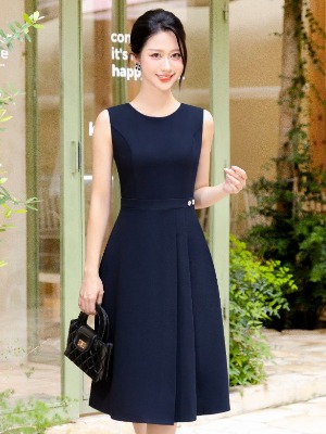 Đầm Xanh Xếp Ly Cúc Eo