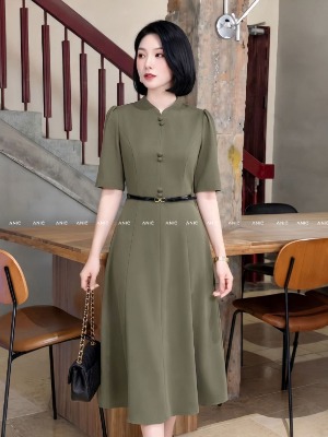 Đầm Xanh CoGreen Tay Lỡ