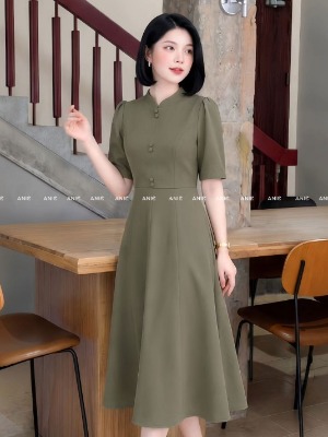 Đầm Xanh CoGreen Tay Lỡ