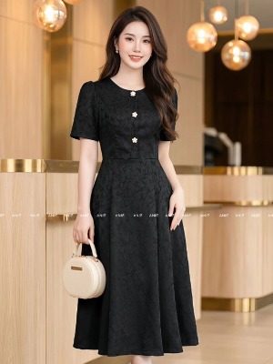 Đầm Xòe Đen Vân Nable 