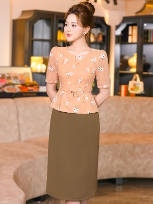 Đầm Peplum Hoa Nâu