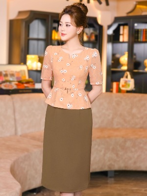 Đầm Peplum Hoa Nâu