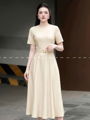 Đầm 2 Lớp Cổ Tròn Dáng Dài