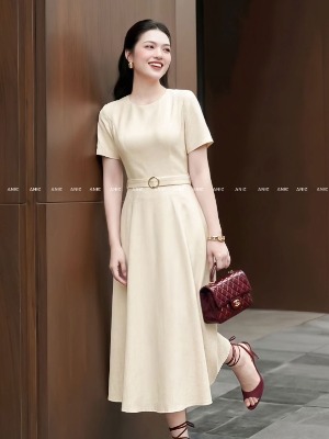 Đầm 2 Lớp Cổ Tròn Dáng Dài