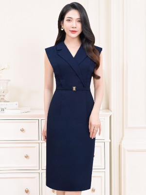 Đầm Vest Xanh Đen Đai Rời