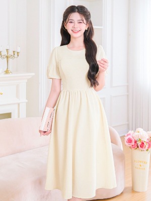 Đầm Xòe Kem Ấm 2 Lớp