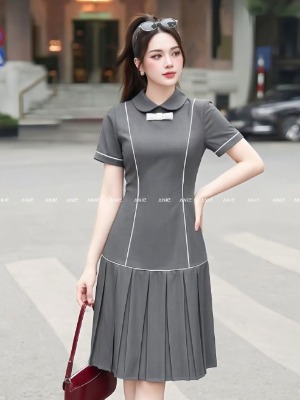 Đầm Suông Đuôi Cá Xám Dập Ly
