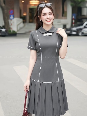 Đầm Suông Đuôi Cá Xám Dập Ly