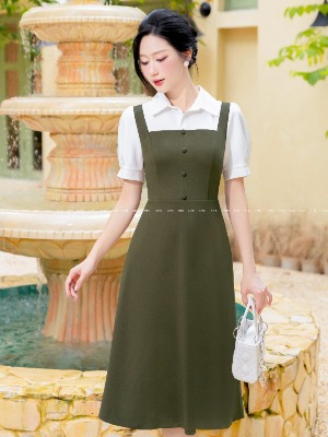 Đầm Cổ Sơ Mi Dáng Xoè Lami