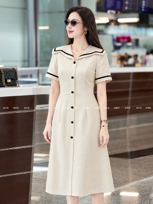 Đầm Cổ Thuỷ Thủ Viền Đen
