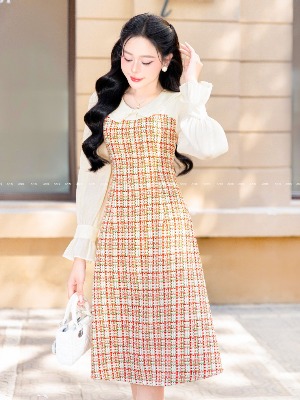 Đầm Đan Sợi Tay Bồng Lumi