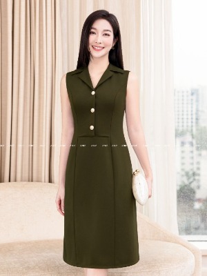 Đầm Rêu Cổ Vest Ivy