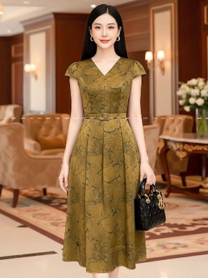 Đầm Lụa Vân Đá Ánh Màu