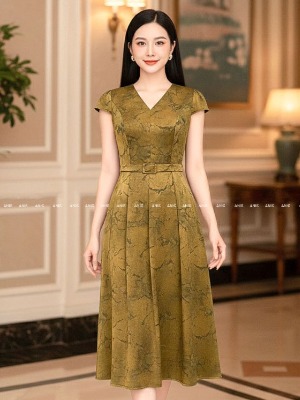 Đầm Lụa Vân Đá Ánh Màu