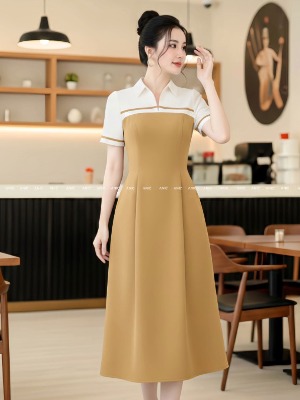 Đầm Cổ Phối Màu OLi