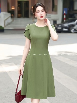 Đầm Tay Đắp Cánh Sen Xanh Đậu