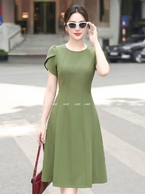 Đầm Tay Đắp Cánh Sen Xanh Đậu