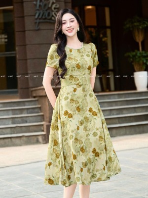 Đầm Xoè Dáng Dài Hoa Loang