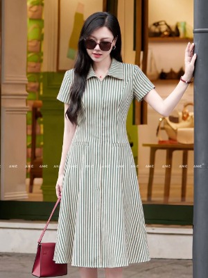 Đầm Sọc Khoá Kéo Trẻ Trung