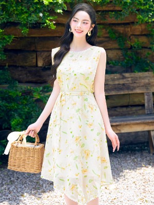 Đầm Hoa Voan Kèm Đai Beauty