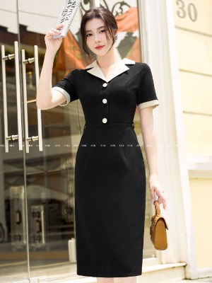 Đầm Đen Ivy Khuy Bán Ngọc